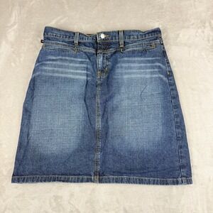 Vintage Polo Jeans Ralph Lauren Denim Skirt Womens 10 Blue Racer Knee Boho Y2K